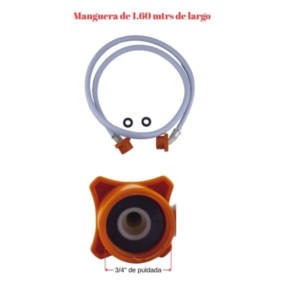 Manguera racor naranja entrada de agua universal para lavadoras - Imagen 2
