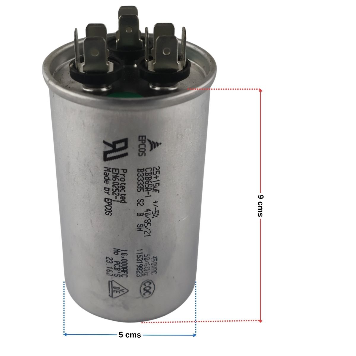Capacitor lavadora 2 tinas 15uf-25uf metalico 2 Capacitor lavadora 2 tinas 15uf-25uf metalico - Imagen 2