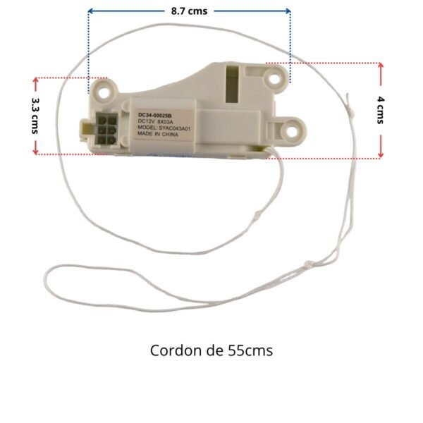 Seguro interruptor de tapa cordon blanco lavadora Samsung - Imagen 2