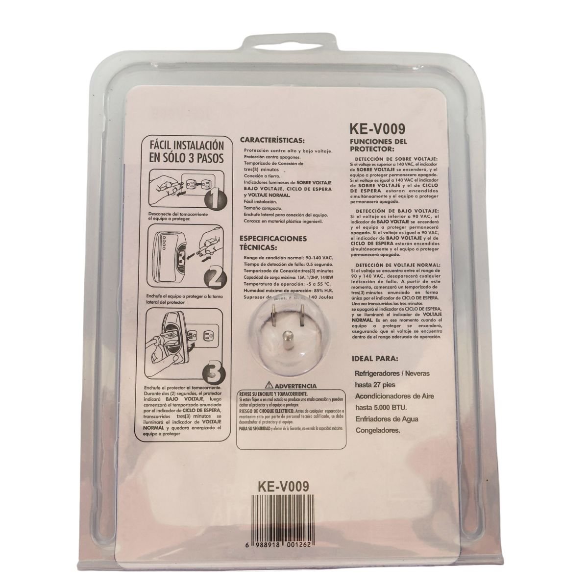 Supresor de picos protector de voltaje para lavadoras y neveras 12A 4 Supresor de picos protector de voltaje para lavadoras y neveras 12A - Imagen 4