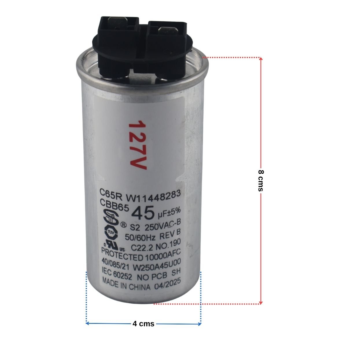 Capacitor 45uf metalico para lavadoras Whirlpool y Haceb 2 Capacitor 45uf metalico para lavadoras Whirlpool y Haceb - Imagen 2