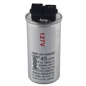 Capacitor 45uf metalico para lavadoras Whirlpool y Haceb